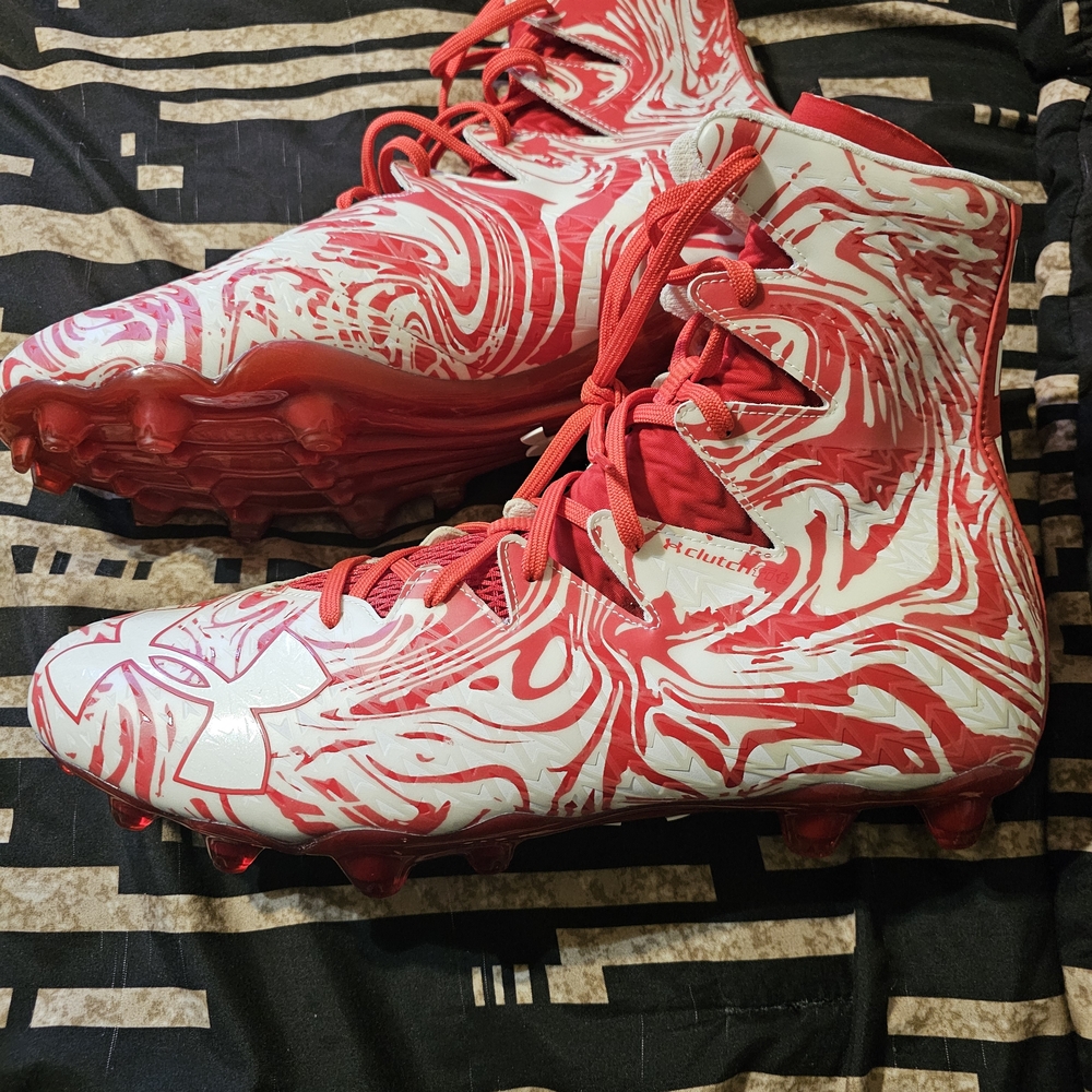 Red and White Football Cleats